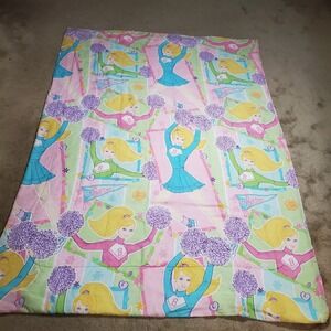 Vintage Barbie Cheerleader Reversible Single Twin Size Comforter Blanket 1998‎